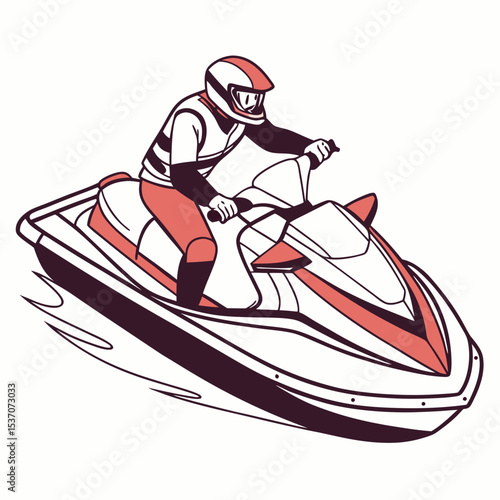 Professional jetski rider illustration transparent background