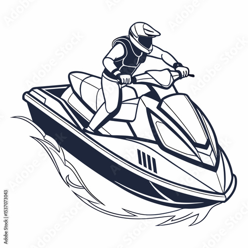 Professional jet ski rider illustration transparent background