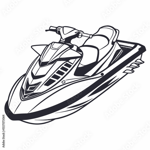 Professional jet ski cutout, isolated on white background