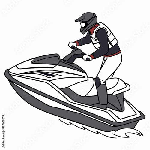 Professional jet ski rider illustration transparent background