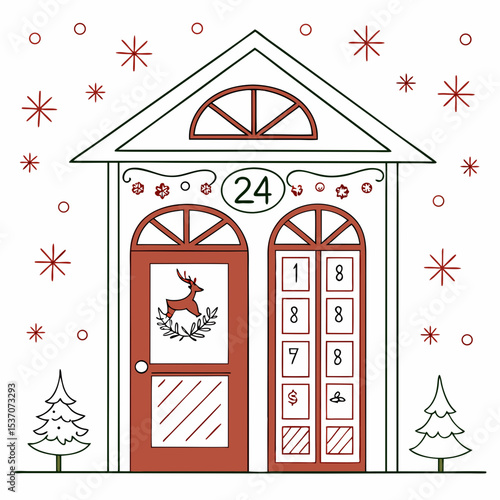 Christmas advent calendar house illustration, transparent png