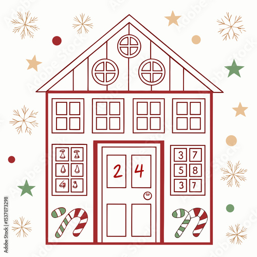 Christmas advent calendar house illustration design element