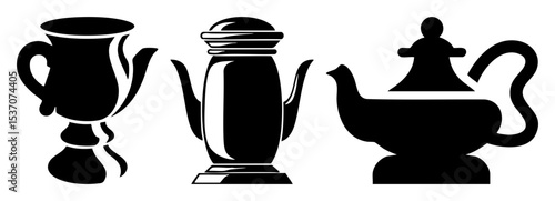 Vector Elegant teapots and coffee pot vector set.