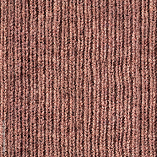 Seamless 4k photo texture material of knitted ribbed light brown wool sweater.