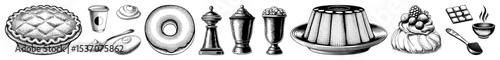 Vector Collection of intricately detailed stylized tribal artifacts and ceremonial objects.