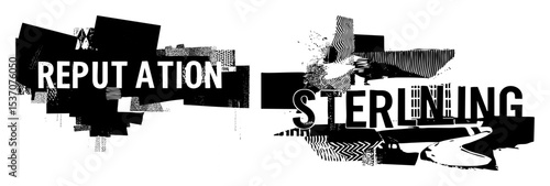 Vector Abstract typographic designs featuring Reputation and Sterling words.