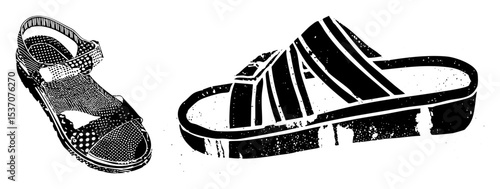 Vector Footwear featuring a sandal and shoe print.