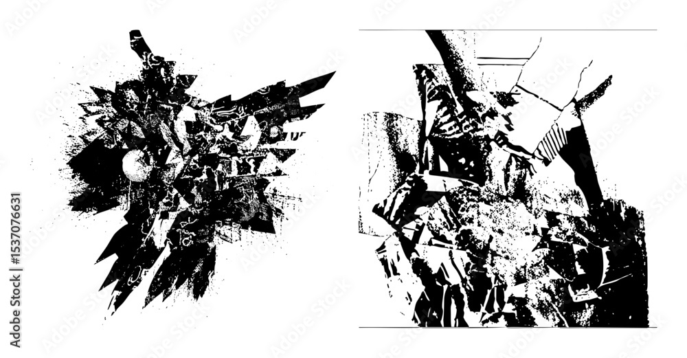 Obraz premium Vector Abstract geometric shapes create a dynamic fragmented composition.