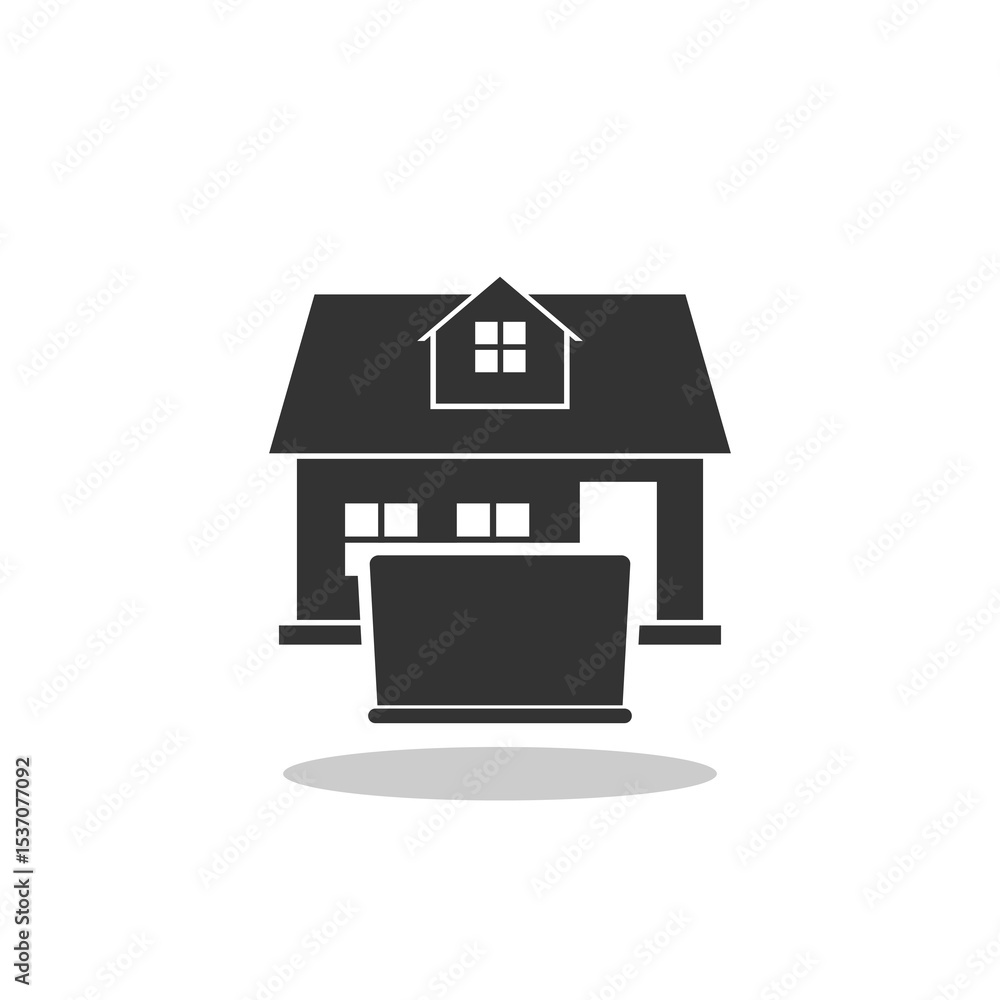 Fototapeta premium Working at home icon with shadow