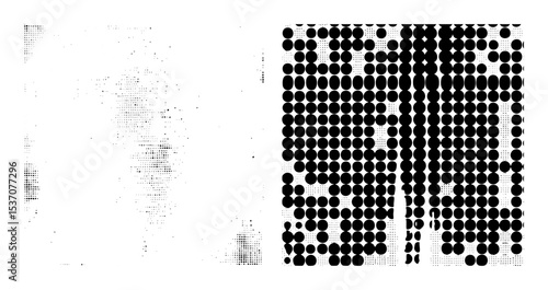 Vector Portrait of a person constructed from black elliptical shapes.
