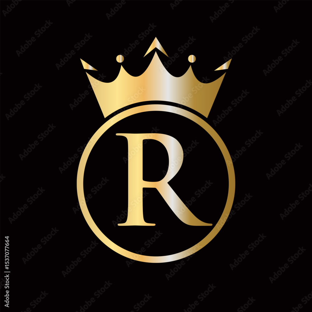 Crown Logo On Letter R Concept With Crown Icon Vector Template For Beauty, Jewelry, Fashion, Elegant Symbol Crown Logo On Letter R Concept With Crown Icon Vector Template For Beauty, Jewelry, Fashion, Elegant Symbol