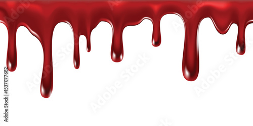 Dripping blood seamless repeatable, 3d texture of blood. Vector illustration