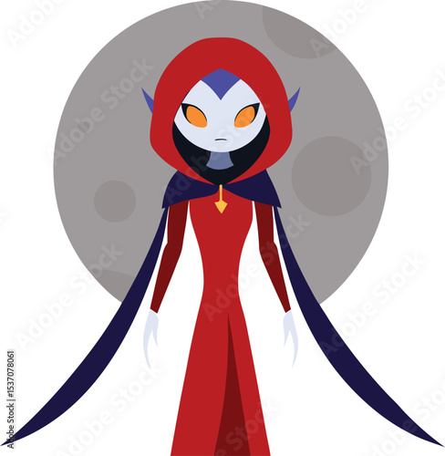 Enigmatic Vampire Sorceress Under a Pale Moon  A Striking and Minimalist Fantasy Character Portrait