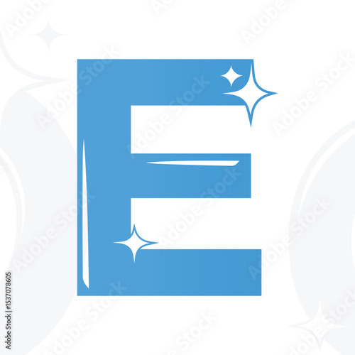 E Letter Sparkling Logo for Cleaning Company	