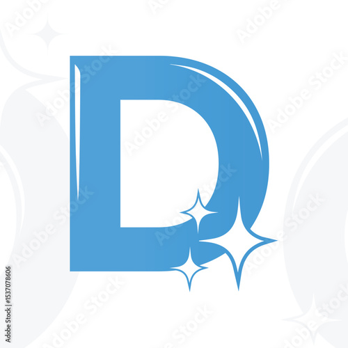 D Letter Sparkling Logo for Cleaning Company	