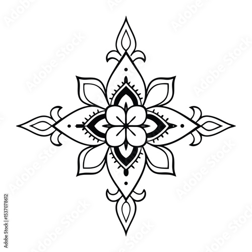 Simple mandala design for coloring. Vector floral mandala. Geometric ornamental mandalas. bold and easy coloring pages, mandala victor. mandala illustration. mandala line art