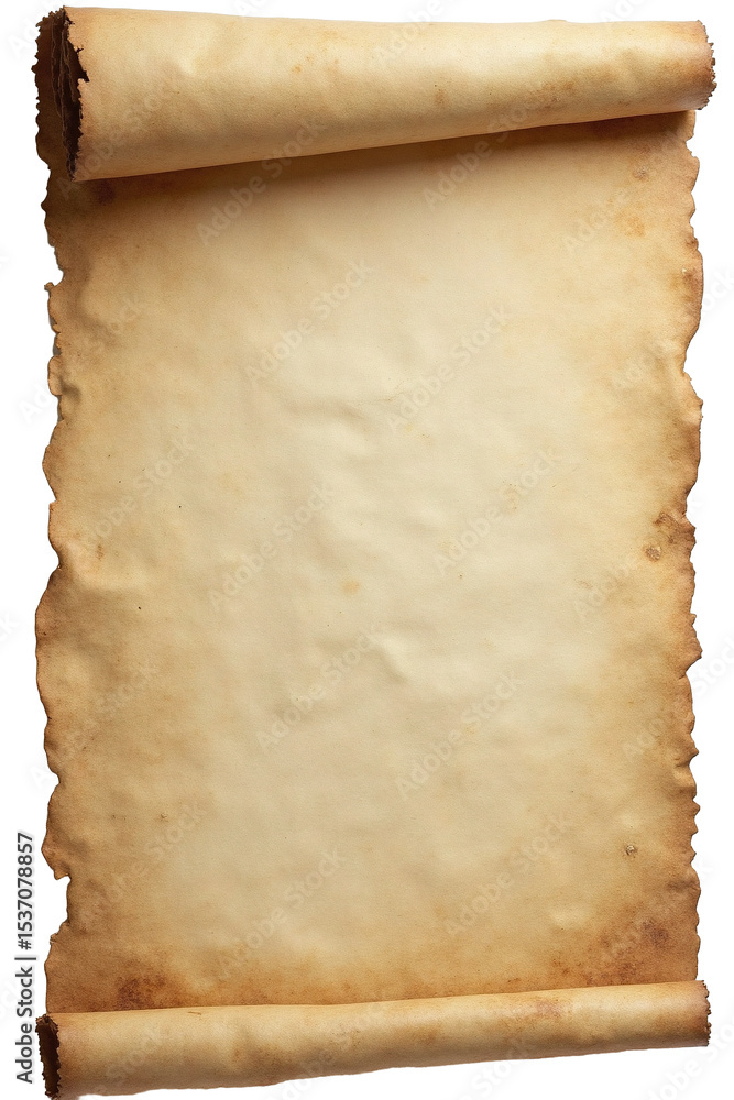 Fototapeta premium Texture of a long, old paper fragment isolated PNG