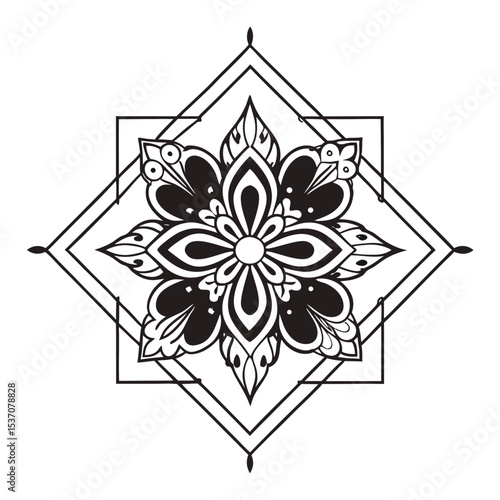 Simple mandala design for coloring. Vector floral mandala. Geometric ornamental mandalas. bold and easy coloring pages, mandala victor. mandala illustration. mandala line art