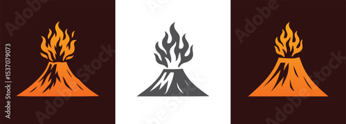 Volcano Eruption with Flames logo 