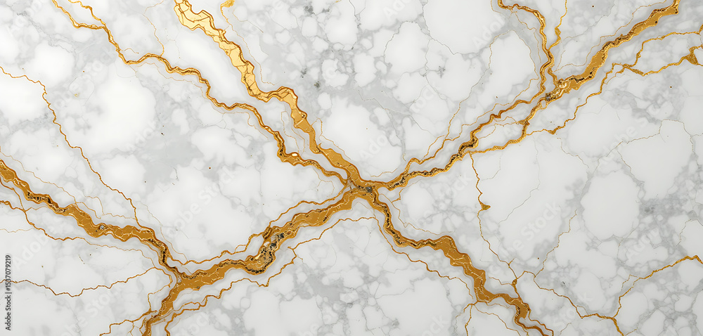 Fototapeta premium Luxury White Marble Texture with Golden Veins High-Resolution Background Image for Design Projects