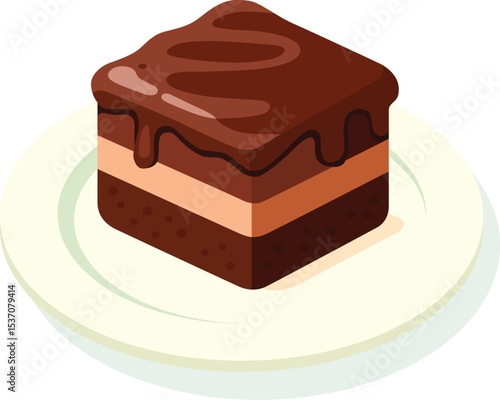 Chocolate cake dessert sweet creamy layered brown plate delicious snack treat indulgent moist bakery cocoa icing homemade gourmet rich food pastry