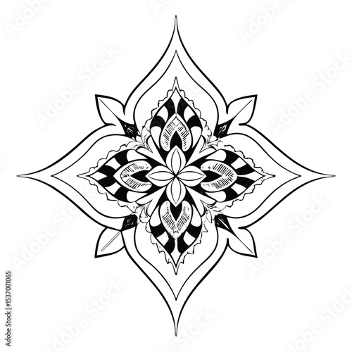 Simple mandala design for coloring. Vector floral mandala. Geometric ornamental mandalas. bold and easy coloring pages, mandala victor. mandala illustration. mandala line art