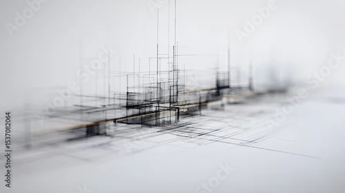 Tapety Abstract architectural drawing with blurred lines and perspective