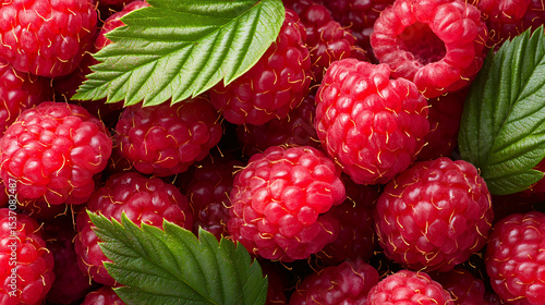 raspberry on green background