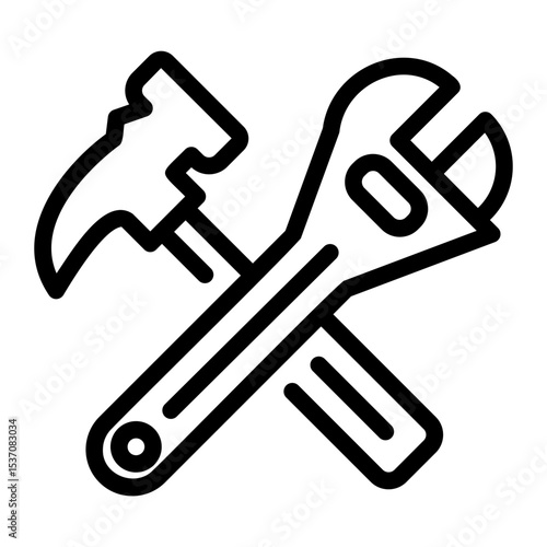 adjustable pliers and hammer croosed icon