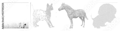 Vector Stylized vector of equine animals including a foal horse and .