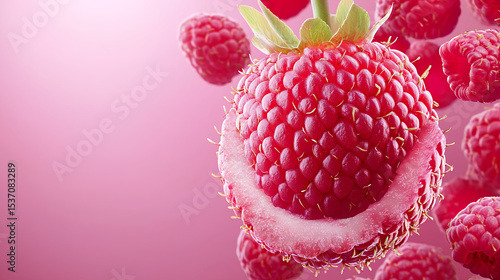 red cherry on a pink background