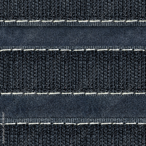 Foto Seamless 4k photo texture of dark navy blue hard cotton material with stitched velcro