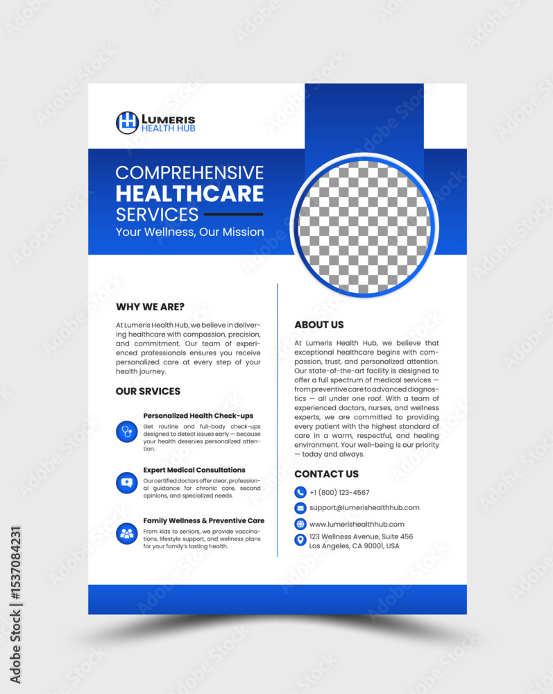 Obraz premium Modern Health Flyer with Bold Header and Icons