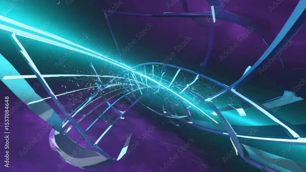 A cosmic corridor where time collapses. Nebula clouds move in reverse and forward simultaneously. Clock fragments made of stardust spiral around. The camera flies forward while background subtly loops