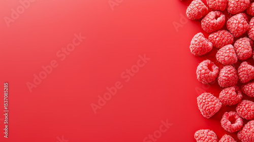 red raspberries on a red background