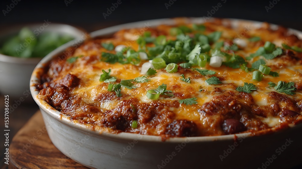 Baked enchilada casserole with cheddar and beans. Baked enchilada casserole with cheddar and beans.