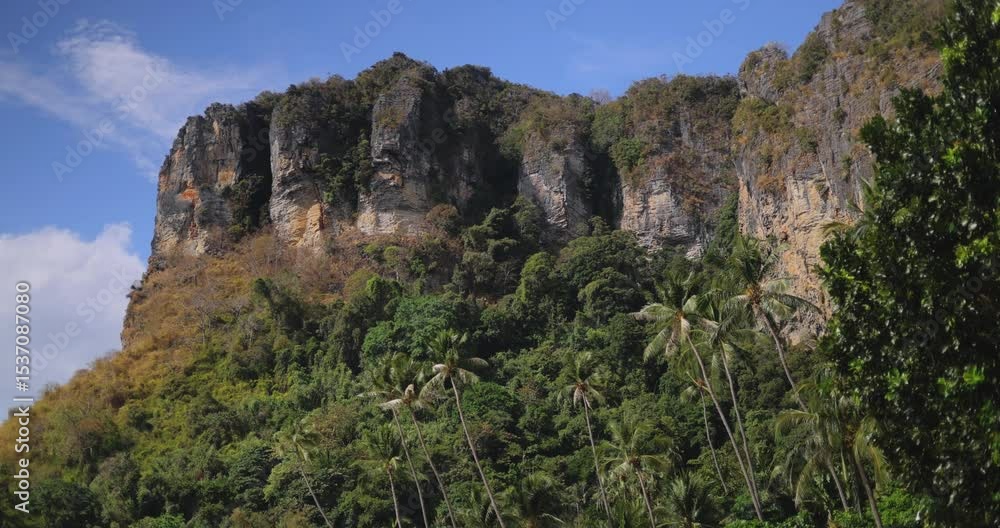 Scenic Limestone Cliffs and Jungle in Pai Plong Bay, Krabi, Thailand Scenic Limestone Cliffs and Jungle in Pai Plong Bay, Krabi, Thailand