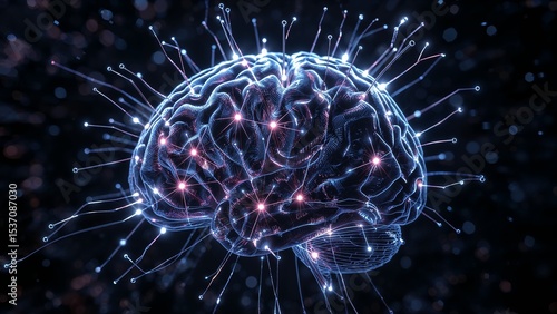 Detailed illustration of a human brain with neural connections.