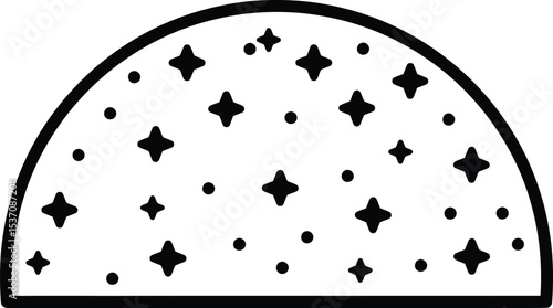 Celestial Dome: A simplified illustration of a night sky, featuring a multitude of stars. Minimalist celestial themed design ideal for various creative applications.