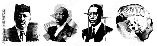 Vector Portraits of Influential Leaders in Engraved Vector Style