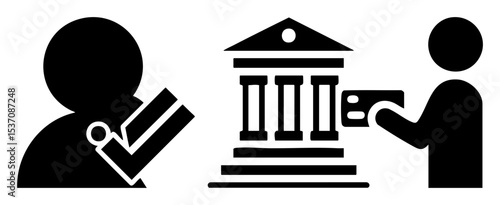 Vector Legal Representation: Attorney with Briefcase Delivering Documents to Courthouse