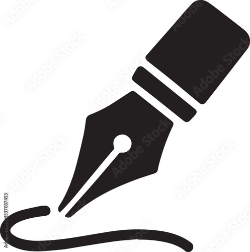 Classic Fountain Pen Nib Icon – Writing Tool Vector Symbol for Design and Creativity