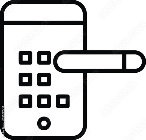 Secure Entry: Digital Door Lock Illustration: An illustration showcases a sleek, modern digital door lock, emphasizing security and technology with its keypad and handle.