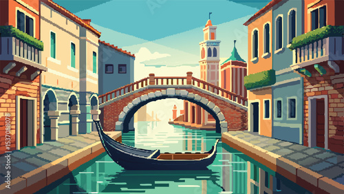 Pixel Art of Venice City – Romantic Italian Water City in Pixel Style