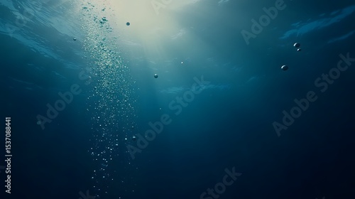 Underwater Bubbles Sunlight Ocean Depth Scene