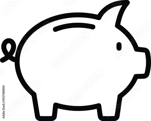 Piggy Bank Icon: A minimalistic, stylized depiction of a piggy bank, symbolizing savings, financial security, and the concept of accumulating wealth.