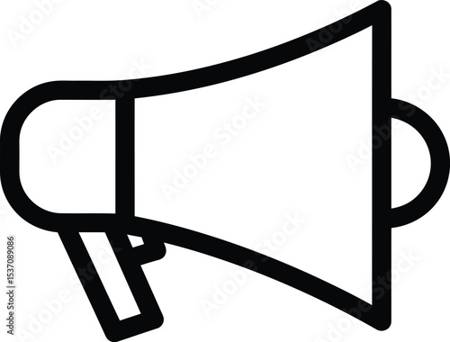 Loudspeaker Icon: A stark, high-contrast illustration of a loudspeaker, rendered in sleek, minimalist lines, exuding a sense of announcement and communication.