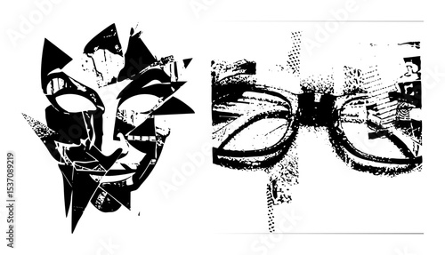 Vector Dramatic masks and elegant eyewear vector illustrations.