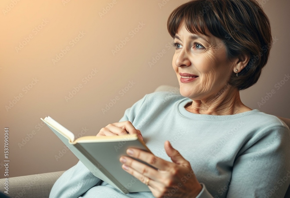 Serene woman reflecting on an idea Serene woman reflecting on an idea