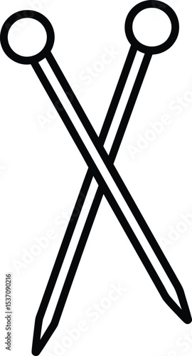 Knitting Needles Icon: A simple yet elegant illustration of a pair of crossed knitting needles, perfect for crafting projects or knitting-themed designs.